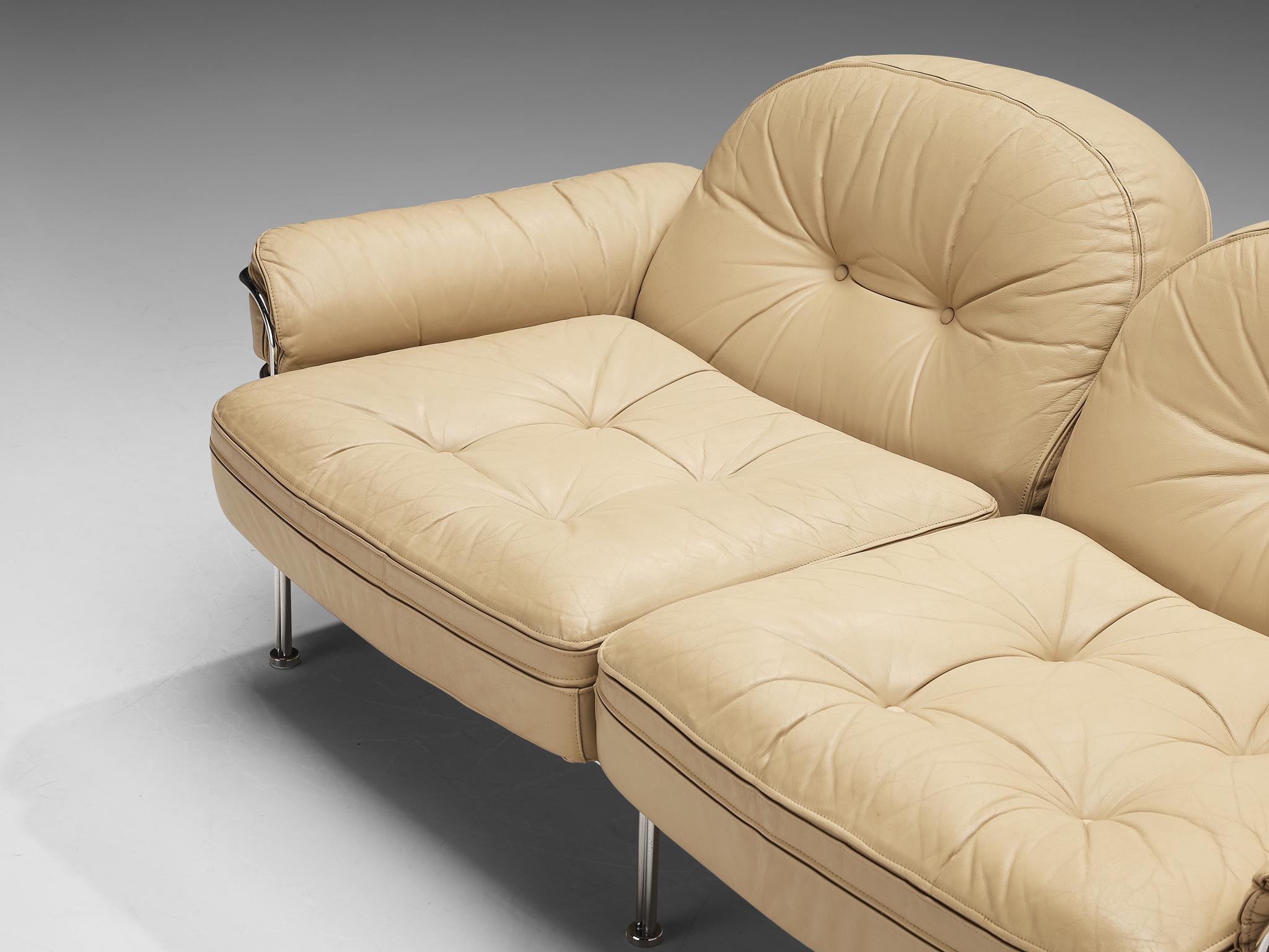 Mid-20th Century Italian Tubular Two Seat Sofa in Leather