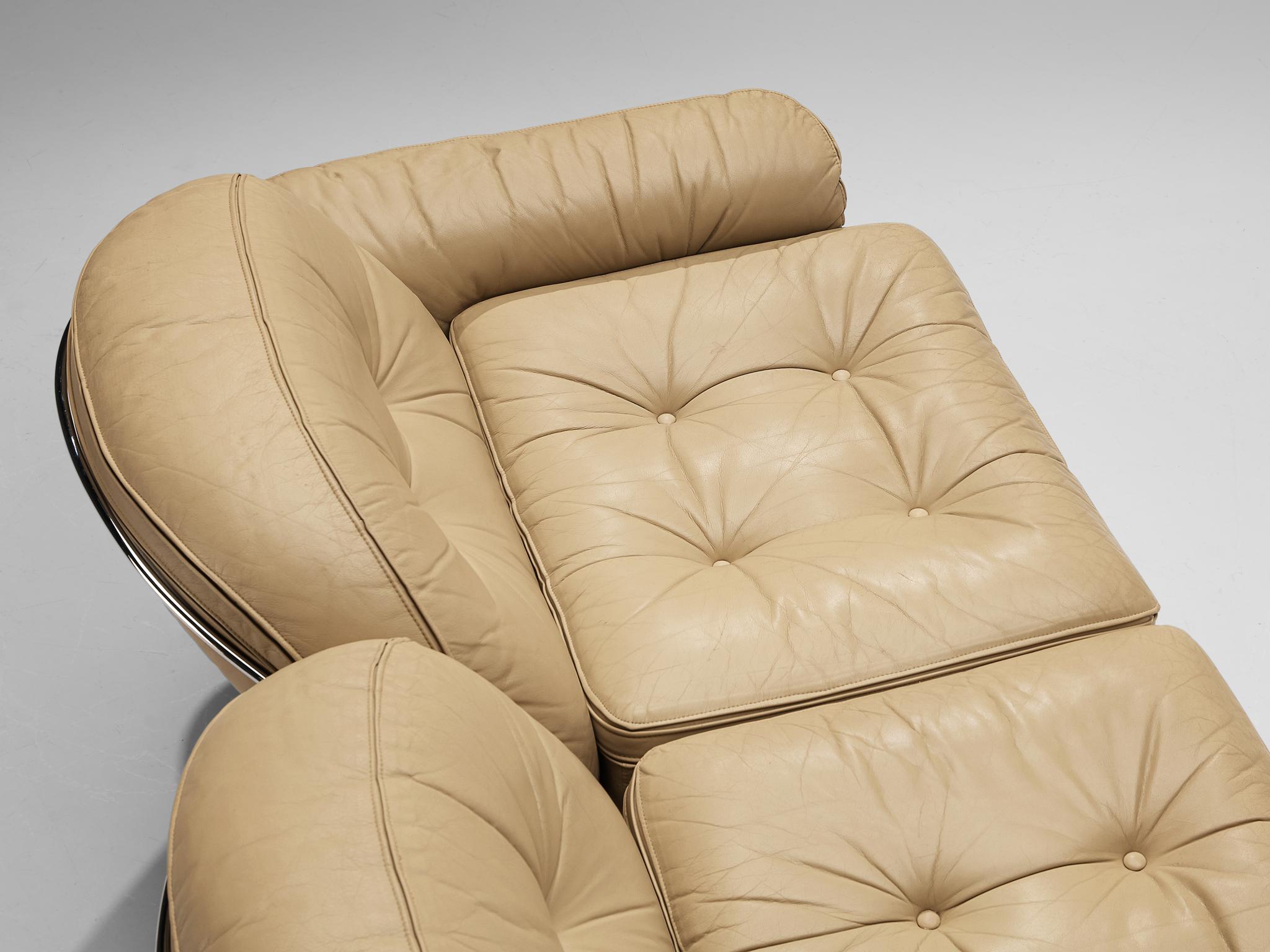 Italian Tubular Two Seat Sofa in Leather 3