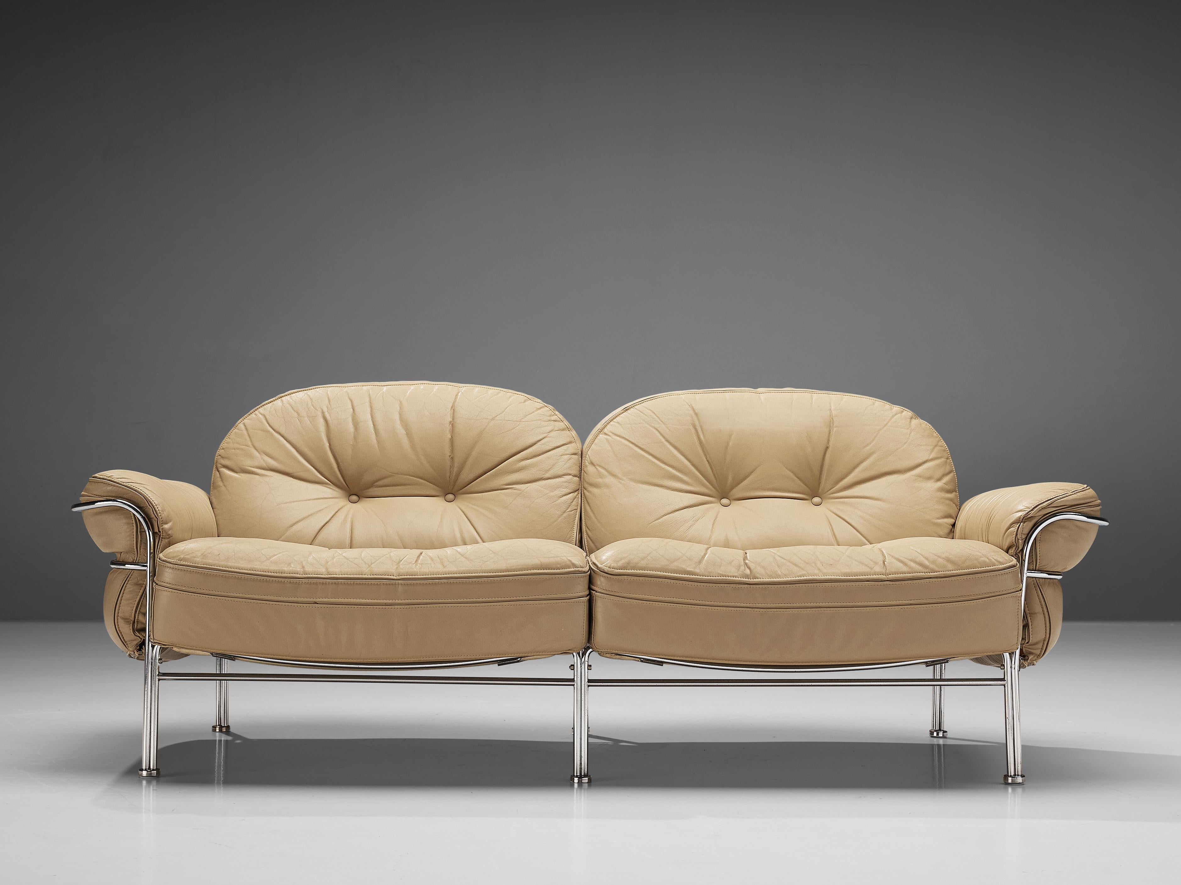 Italian Tubular Two Seat Sofas in Leather 4