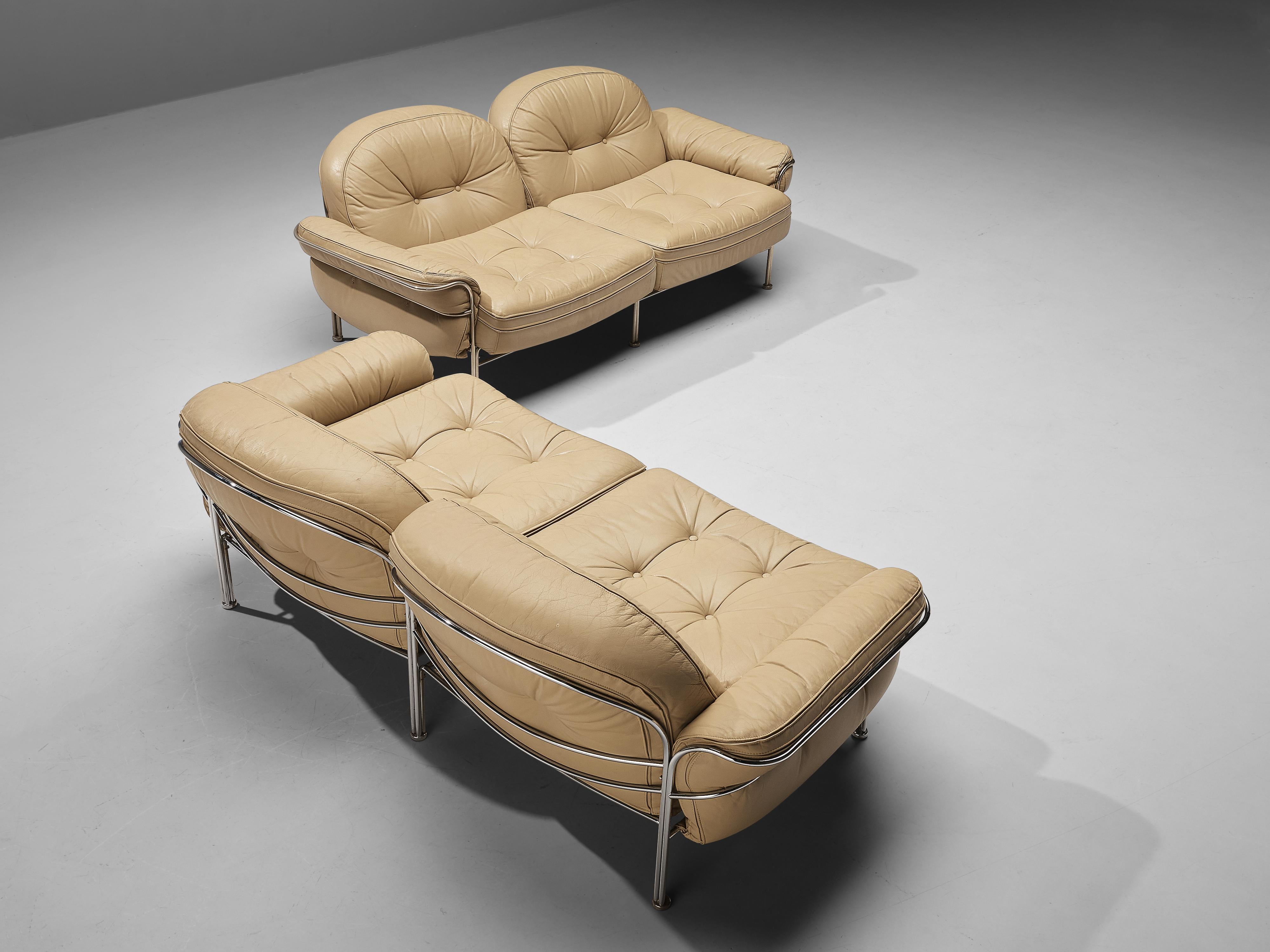 Italian Tubular Two Seat Sofas in Leather 6