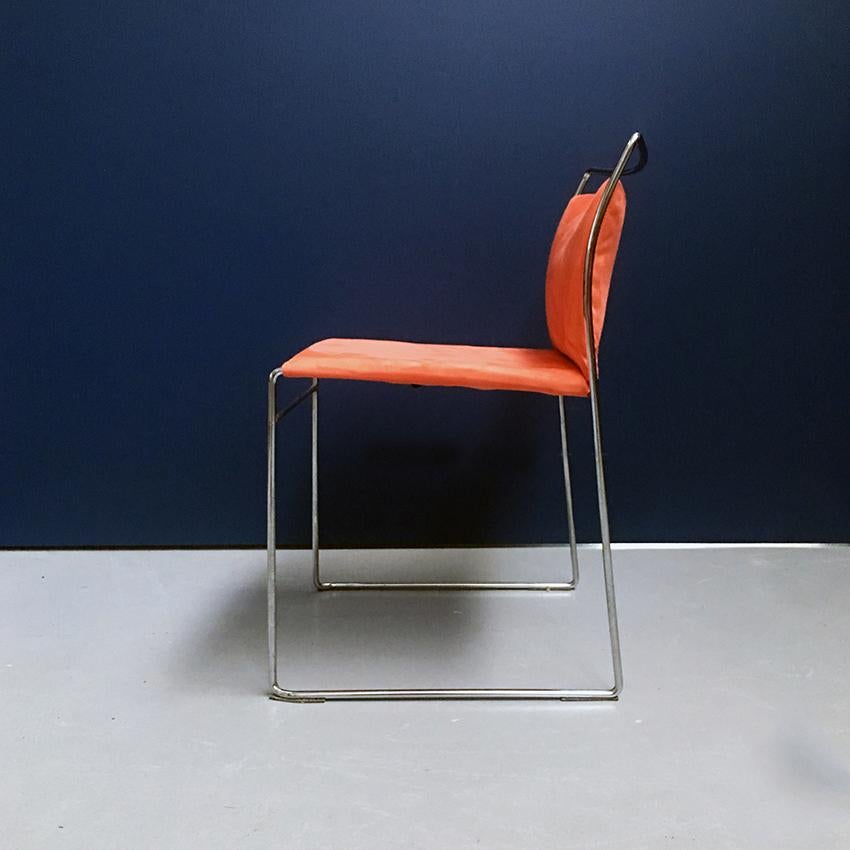 Stainless Steel Italian Tulu Velvet Chairs by Tazuhide Takahama, Produced by Gavina, 1968