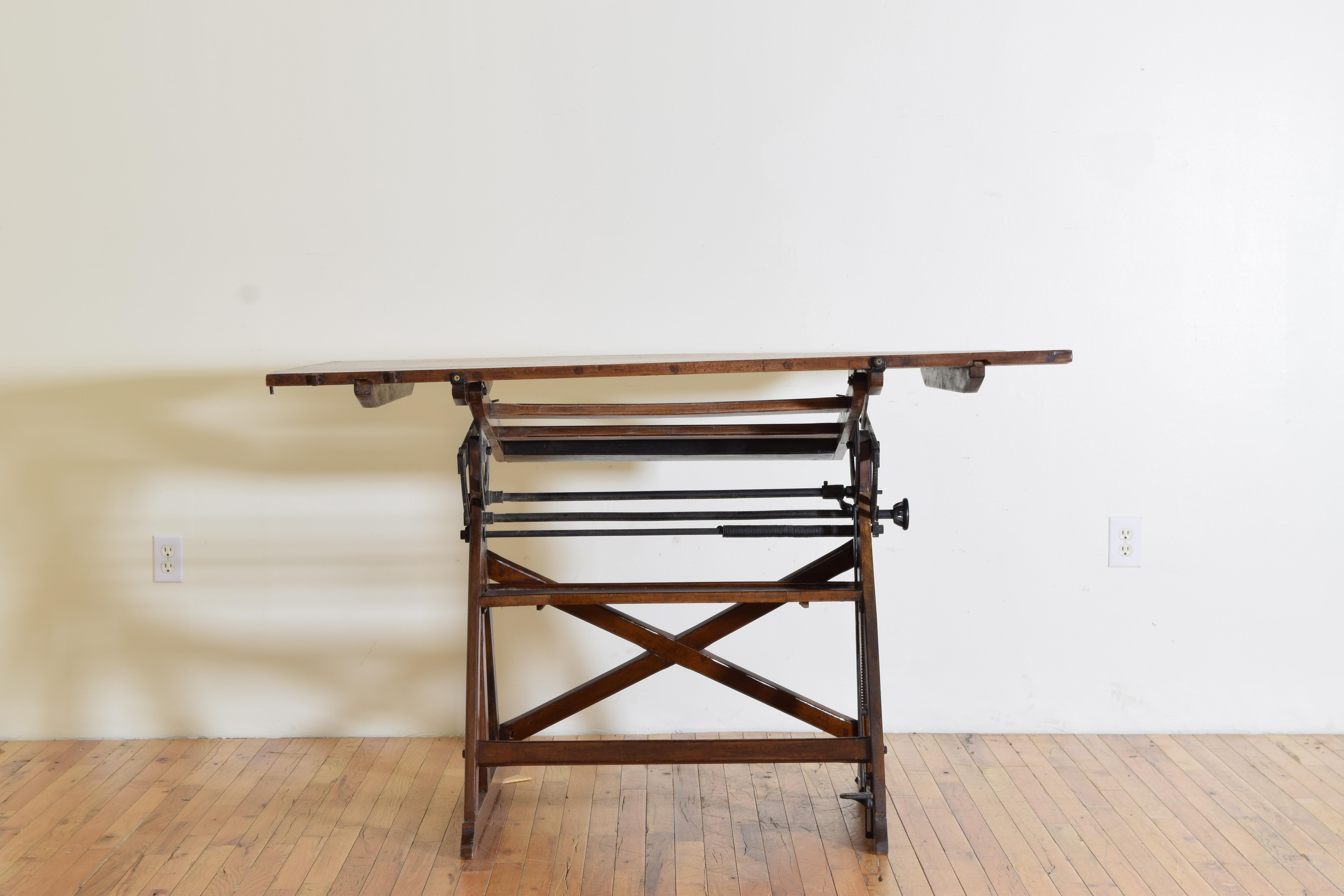 Italian, Turn of 20th century, Adjustable Architects Drafting Table, ca. 1900 In Good Condition In Atlanta, GA