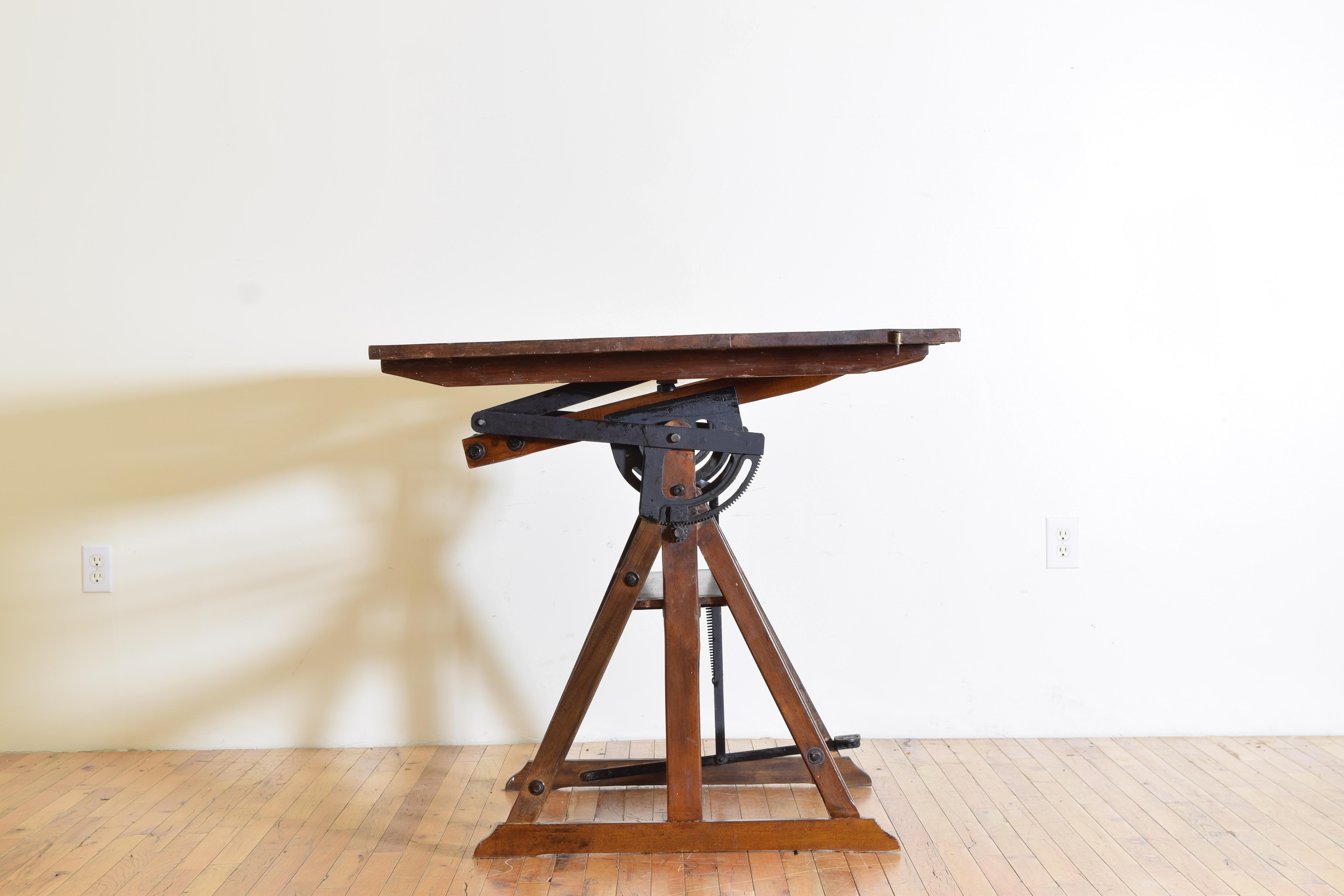 Early 20th Century Italian, Turn of 20th century, Adjustable Architects Drafting Table, ca. 1900