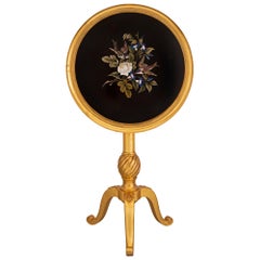 Italian Turn of the Century Florentine St. Giltwood and Pietra Dura Side Table