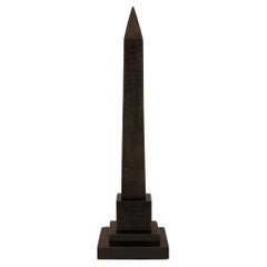 Italian Turn of the Century Grand Tour Period Black Belgian marble obelisk
