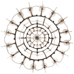 Italian Turn Of The Century Iron, Crystal And Cut Glass Chandelier