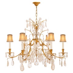 Italian Turn of the Century Louis XV st. Gilt Metal and Rock Crystal chandelier