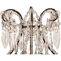 Italian Turn Of The Century Louis XV St. Wrought Iron & Crystal Chandelier