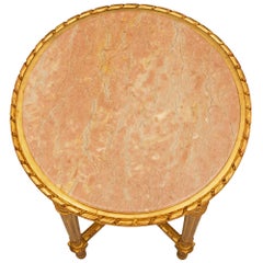 Italian Turn of the Century Louis XVI St. Giltwood and Marble Side Table