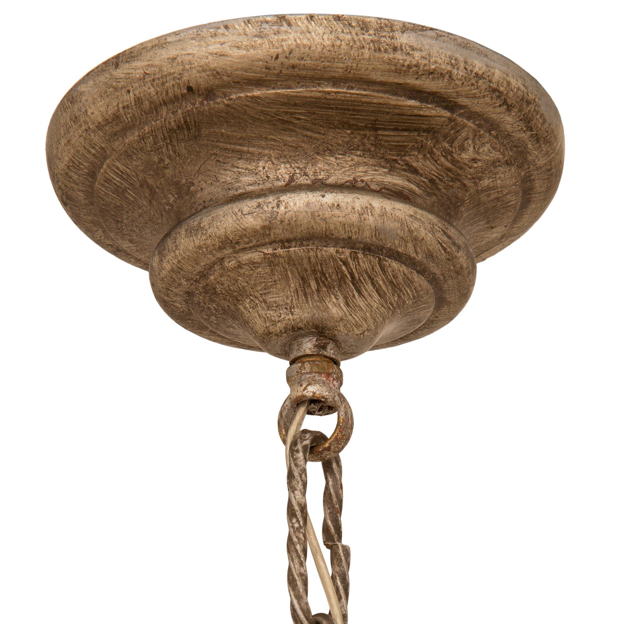 Italian Turn of the Century Louis XVI st. Tole, and patinated Wood chandelier In Good Condition For Sale In West Palm Beach, FL