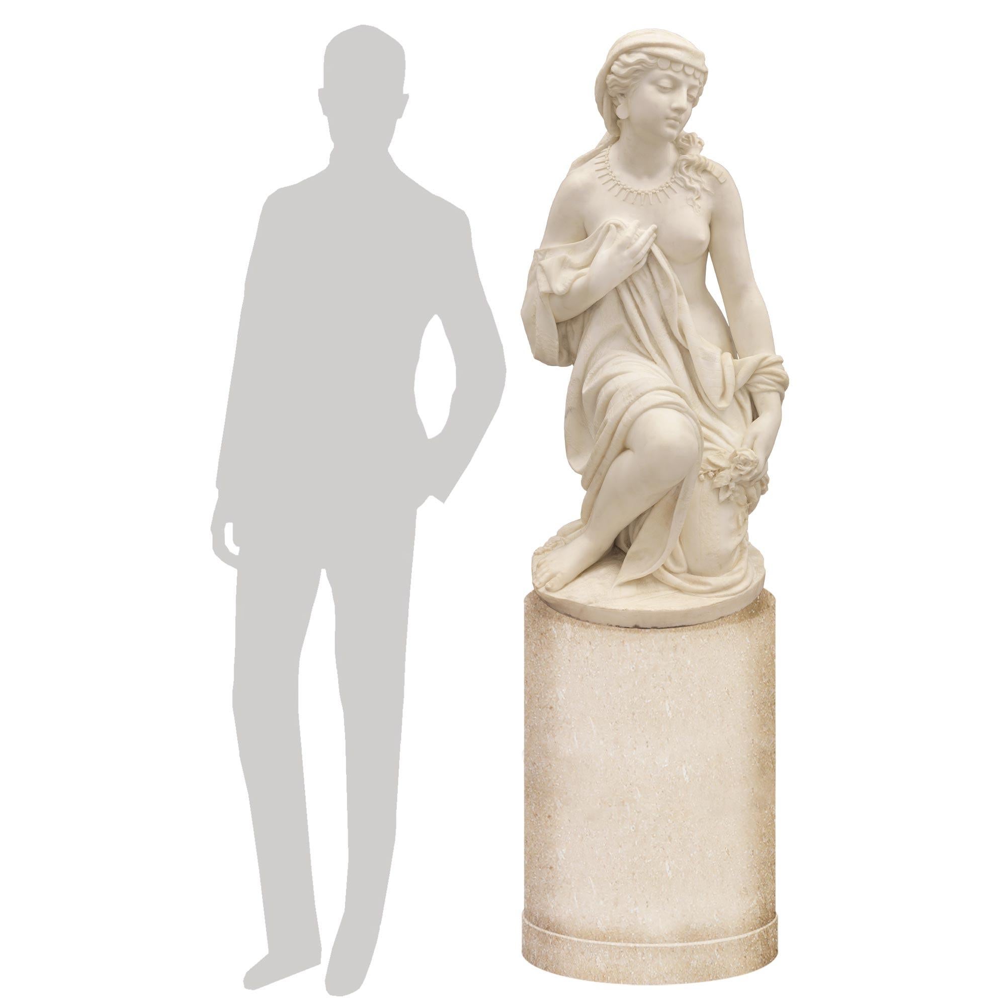 Statue italienne en marbre du début du siècle signée du Prof. R. Romanelli 1909 en vente 8