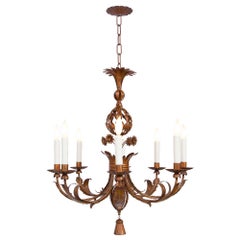 Italian Turn of the Century Pressed Metal Eight-Arm Chandelier