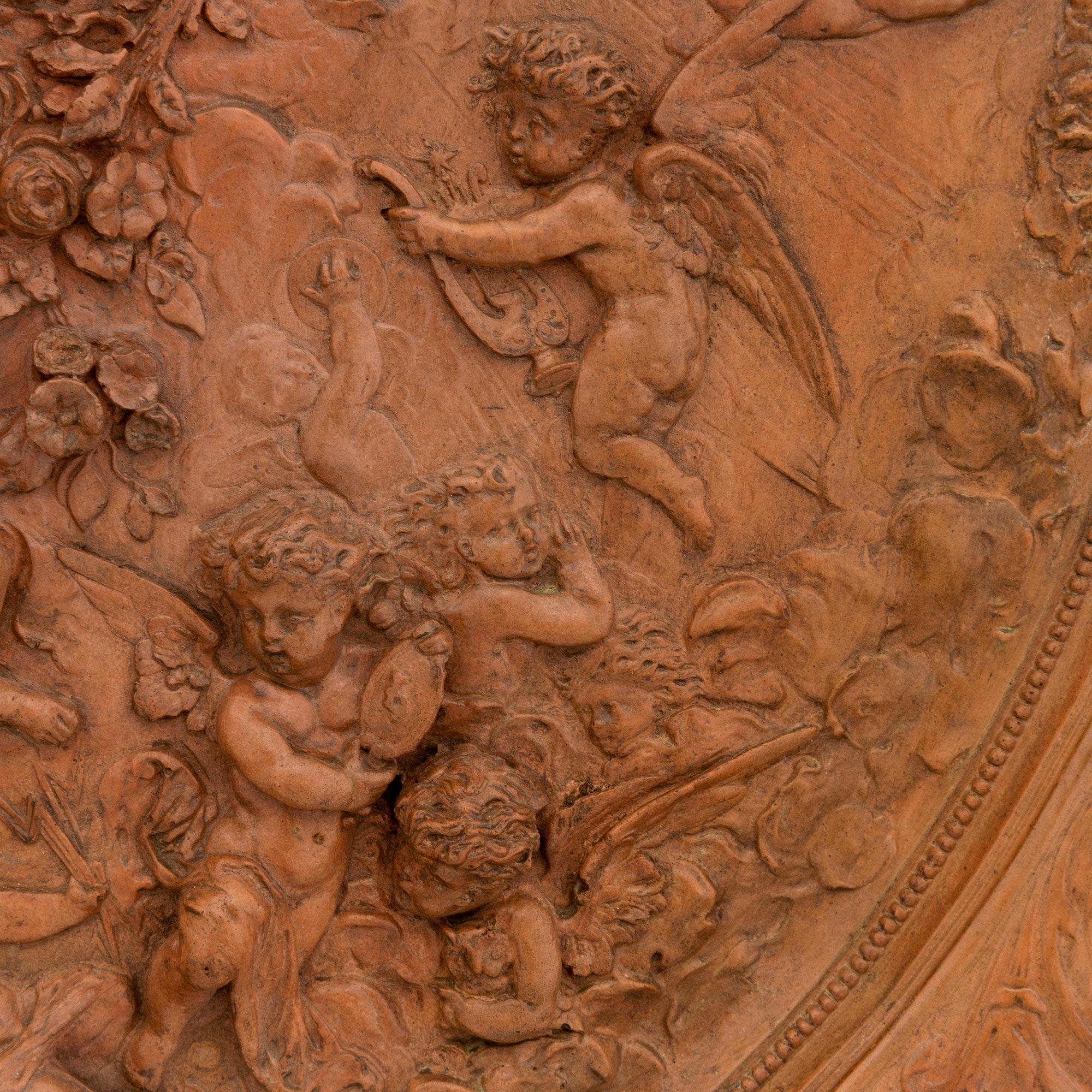 Terracotta Italian Turn Of The Century Terra Cotta Plaque Of The Goddess Flora For Sale