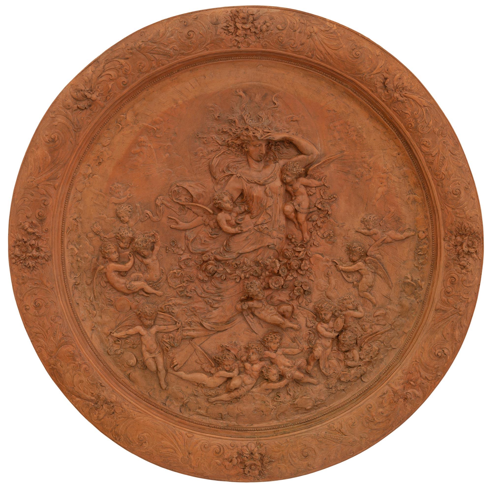 Italian Turn Of The Century Terra Cotta Plaque Of The Goddess Flora For Sale 3