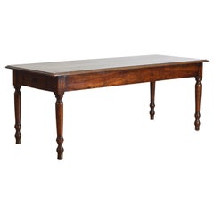 Table à écrire italienne Tavolo di Cucina à 2 tiroirs en noyer tourné, vers 1830-40