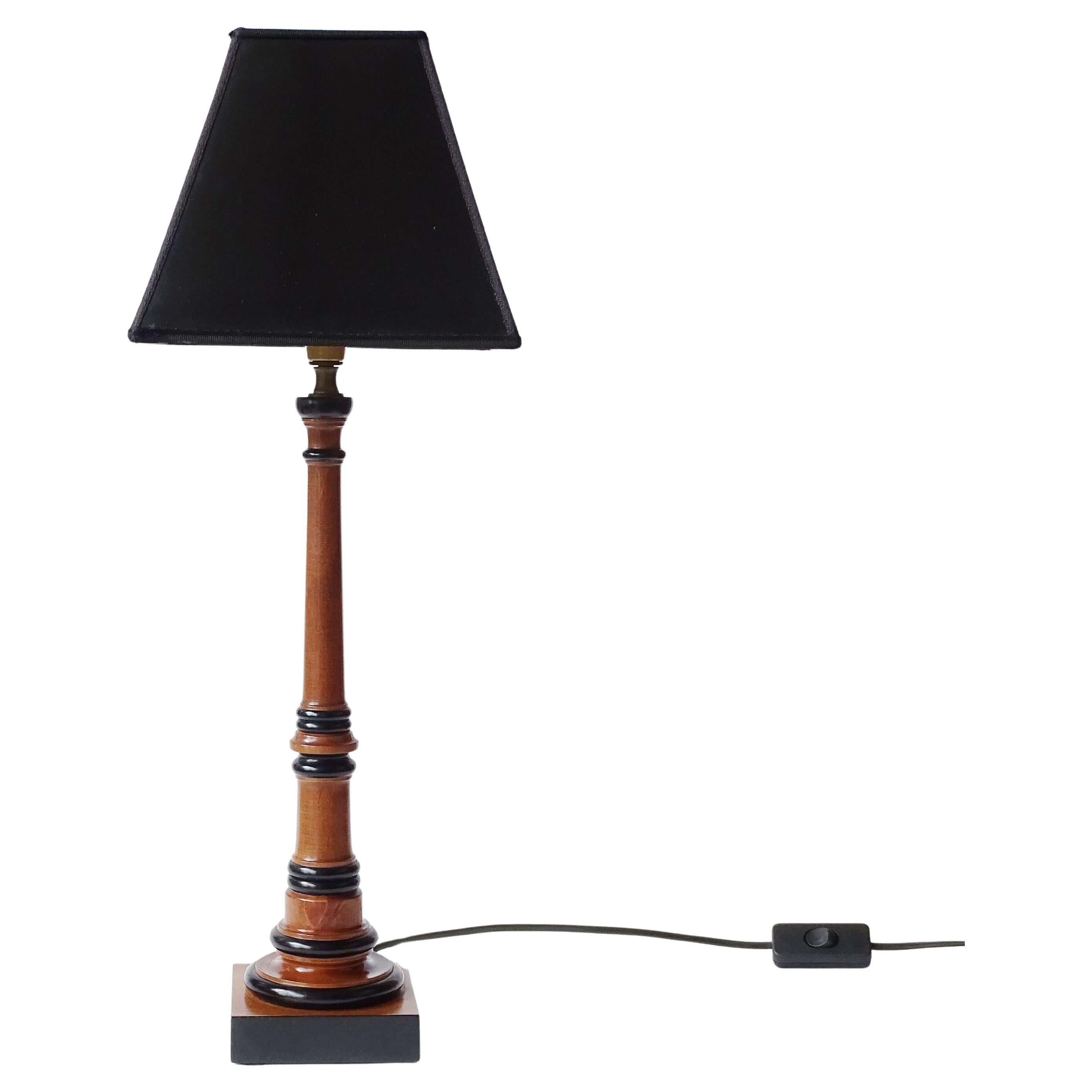 Italian Turned Wood Table Lamp in the Style of Renzo Mongiardino, 1980s