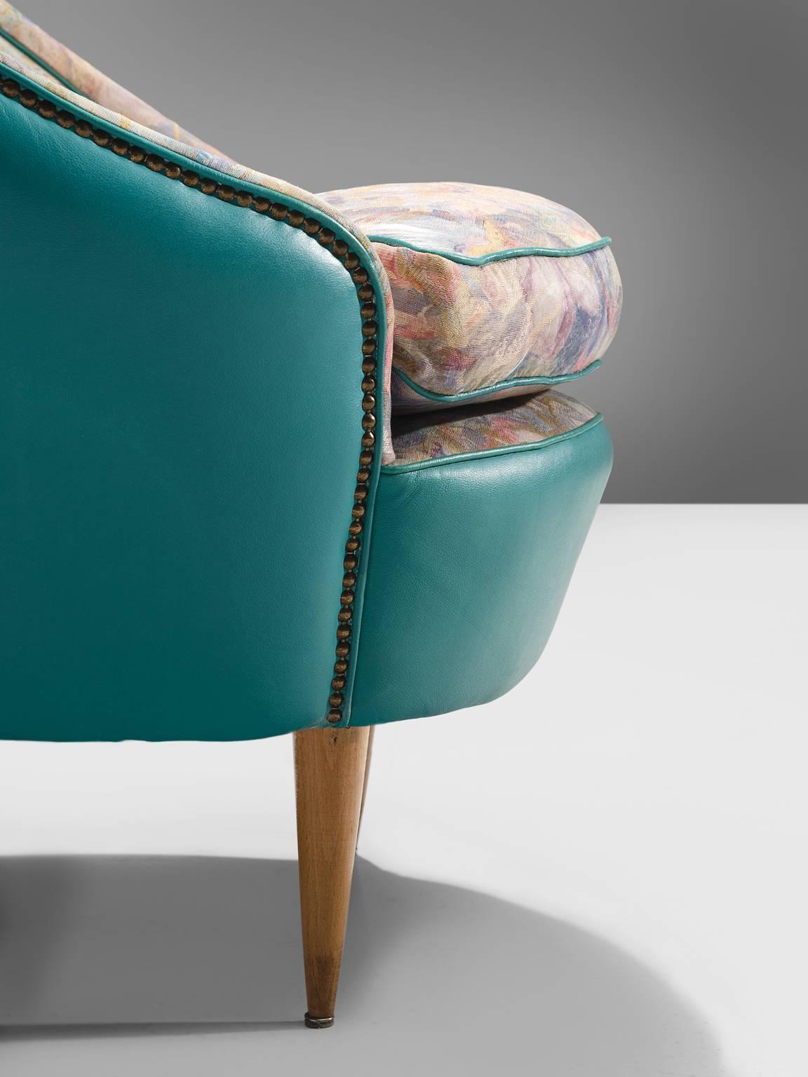 Mid-20th Century Italian Turquoise Club Chairs, circa 1950