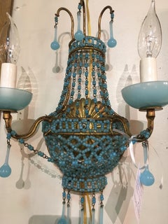 Italian Turquoise Opaline Wall Sconces