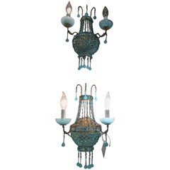 Italian Turquoise Opaline Wall Sconces