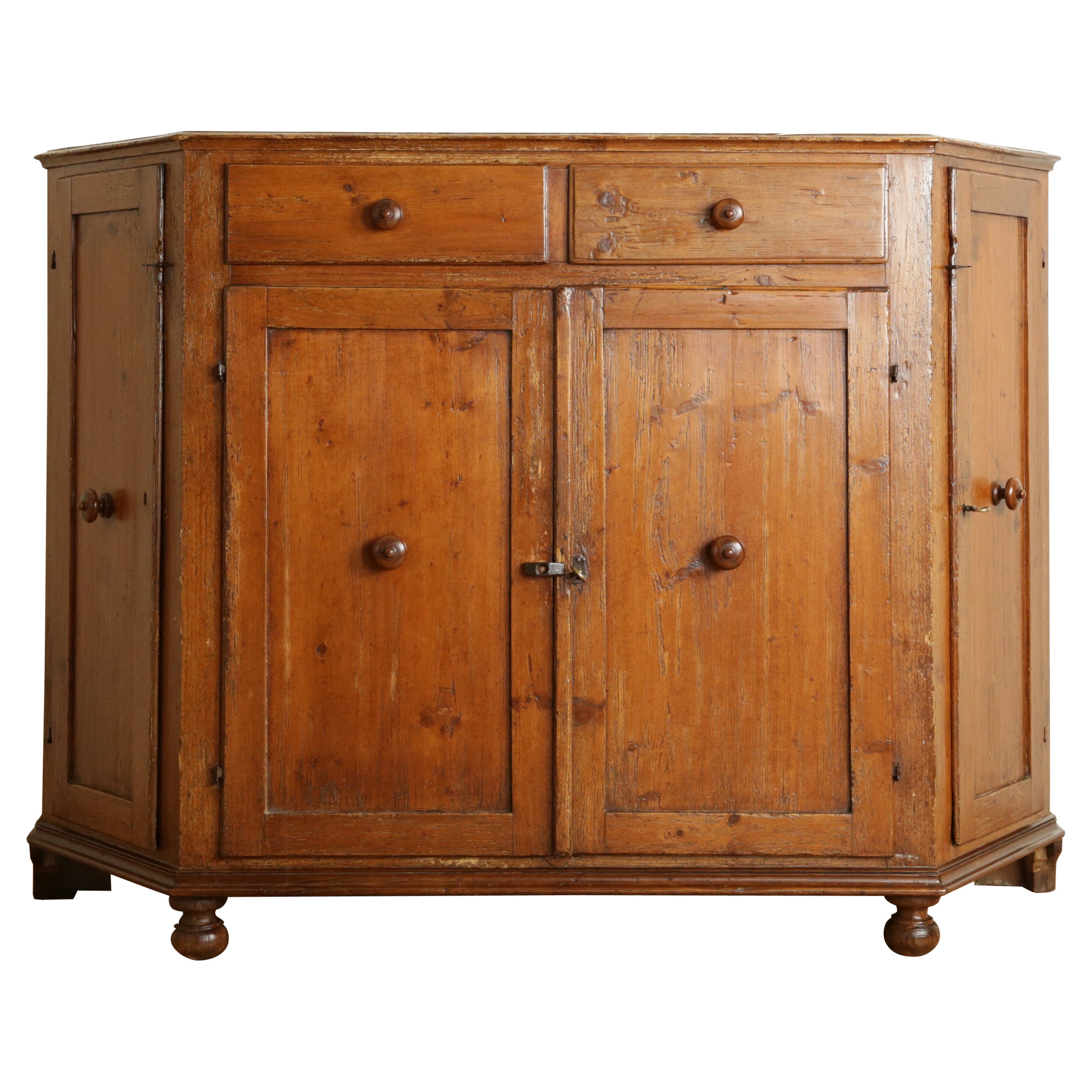 Italian, Tuscan, Abete Neoclassic 4 door 2 drawer Credenza, early 19th century
