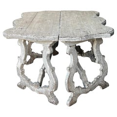 Italian Tuscan Baroque Painted Demilune Consoles or Center Table