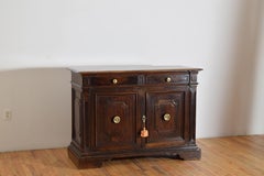 Italian, Tuscan, Baroque Style Walnut 2-Drawer, 2-Door Credenza, 3rdq 19th cen.
