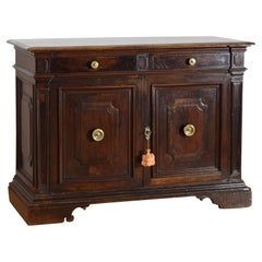 Italian, Tuscan, Baroque Style Walnut 2-Drawer, 2-Door Credenza, 3rdq 19th cen.