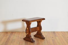 Italian, Tuscan, Baroque Style Walnut Trestle Side Table or Bench, Early 20th C.