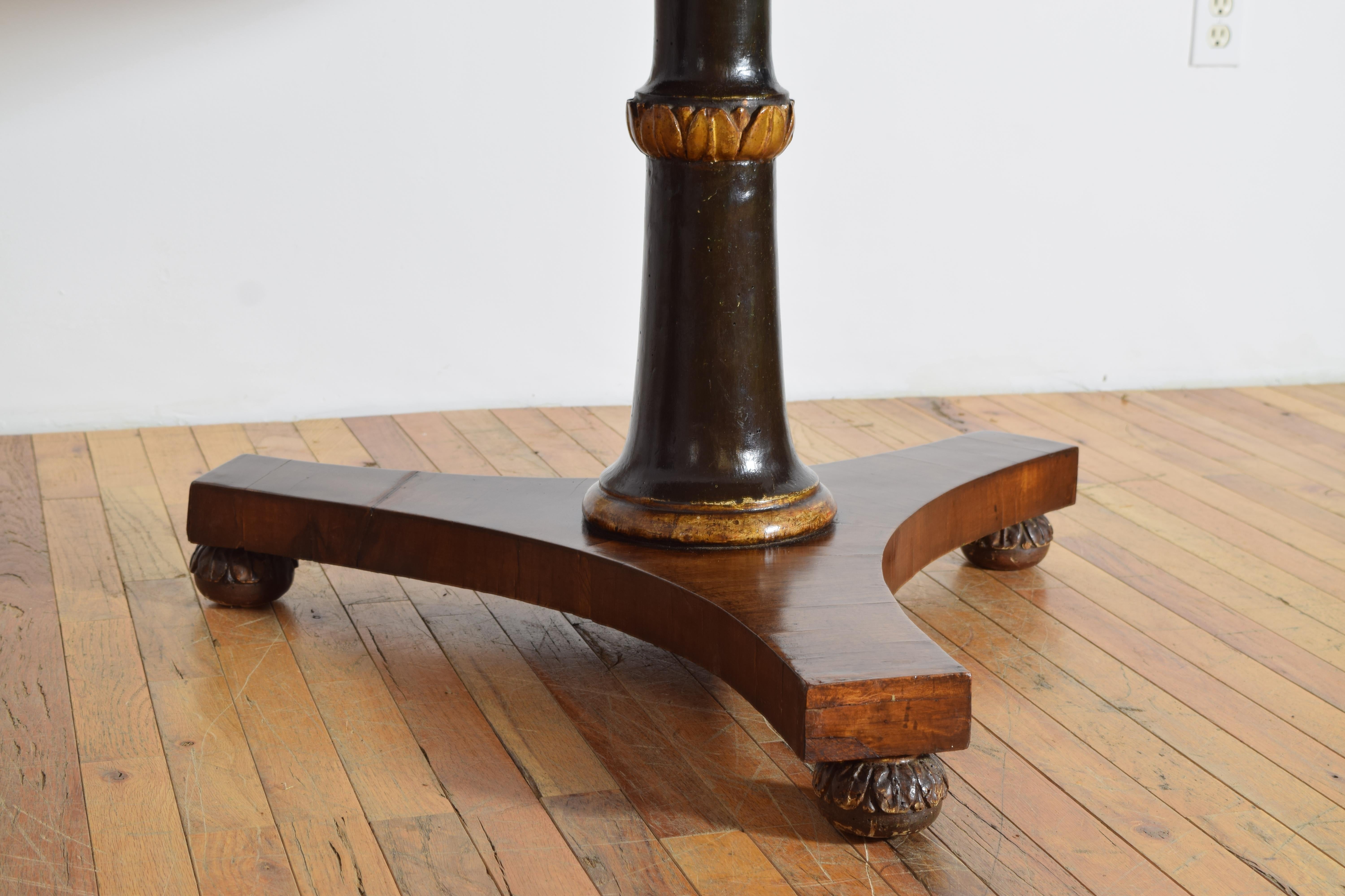 Italian, Tuscan, Empire Period Giltwood, Ebonized, Marble-Top Center Table 19thc For Sale 4