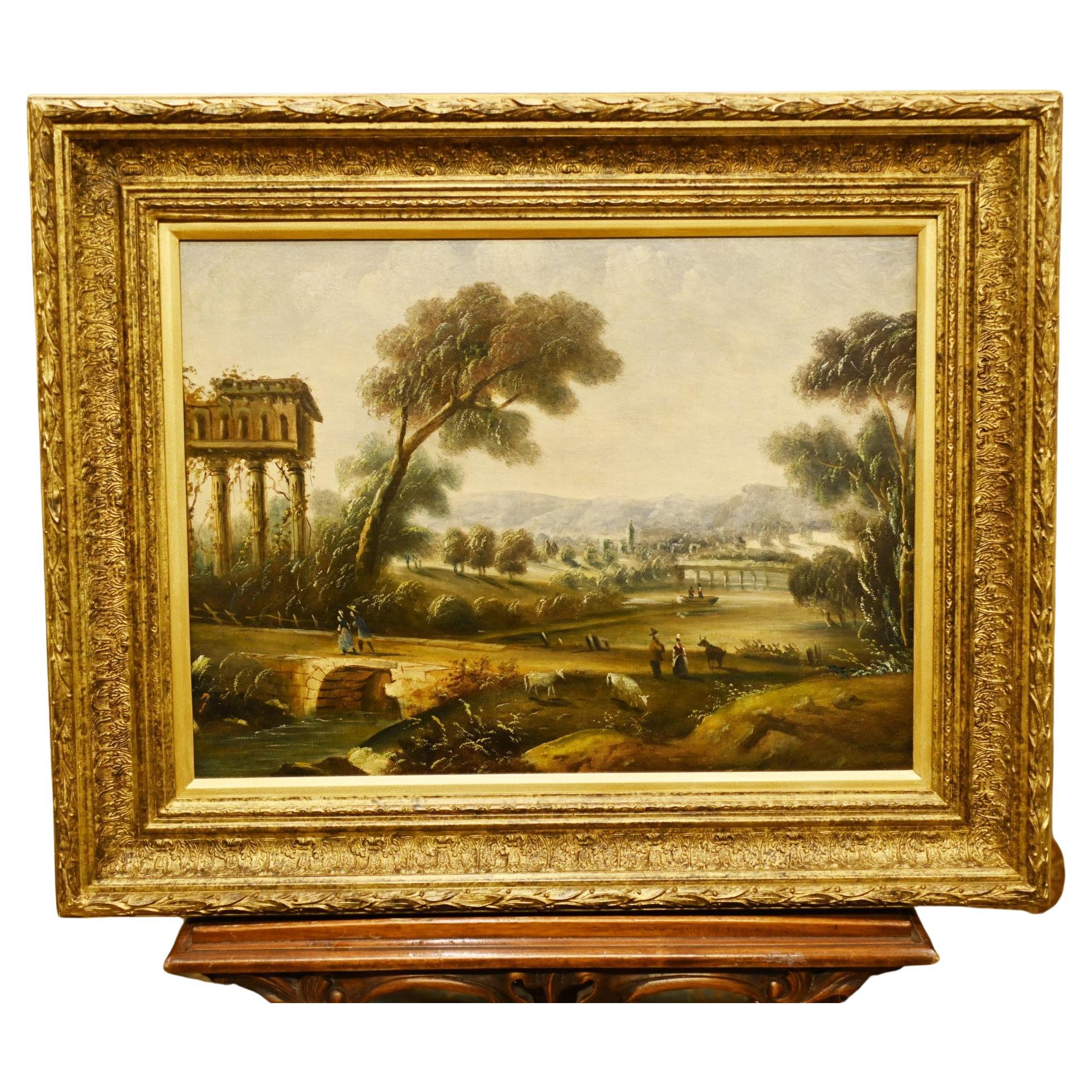 Italian Tuscan Landscape Painting Grand Tour Pastoral Art For Sale