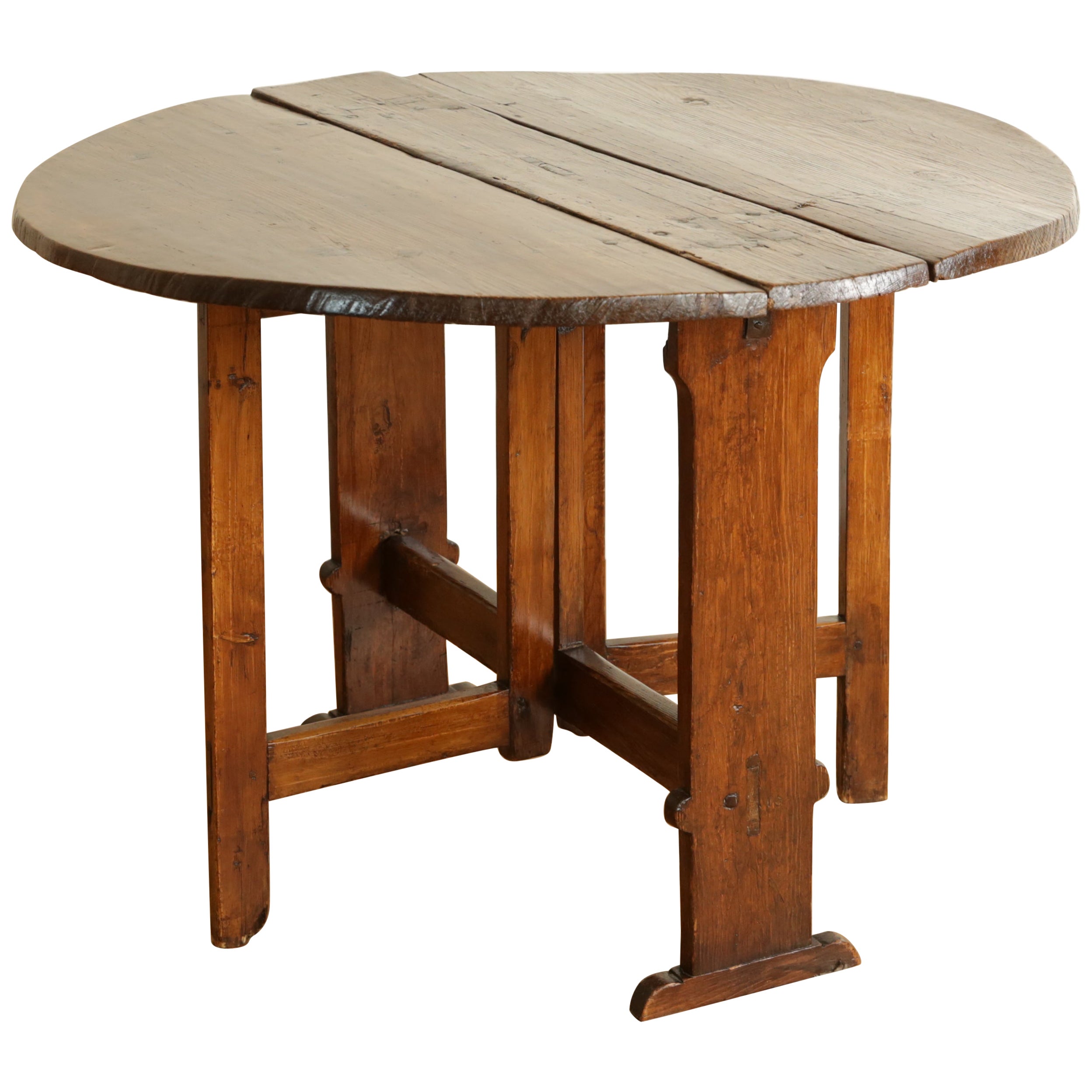 Italian, Tuscan, LXIV Period Castagno-Wood Folding Drop-Leaf Table, Early 18th C