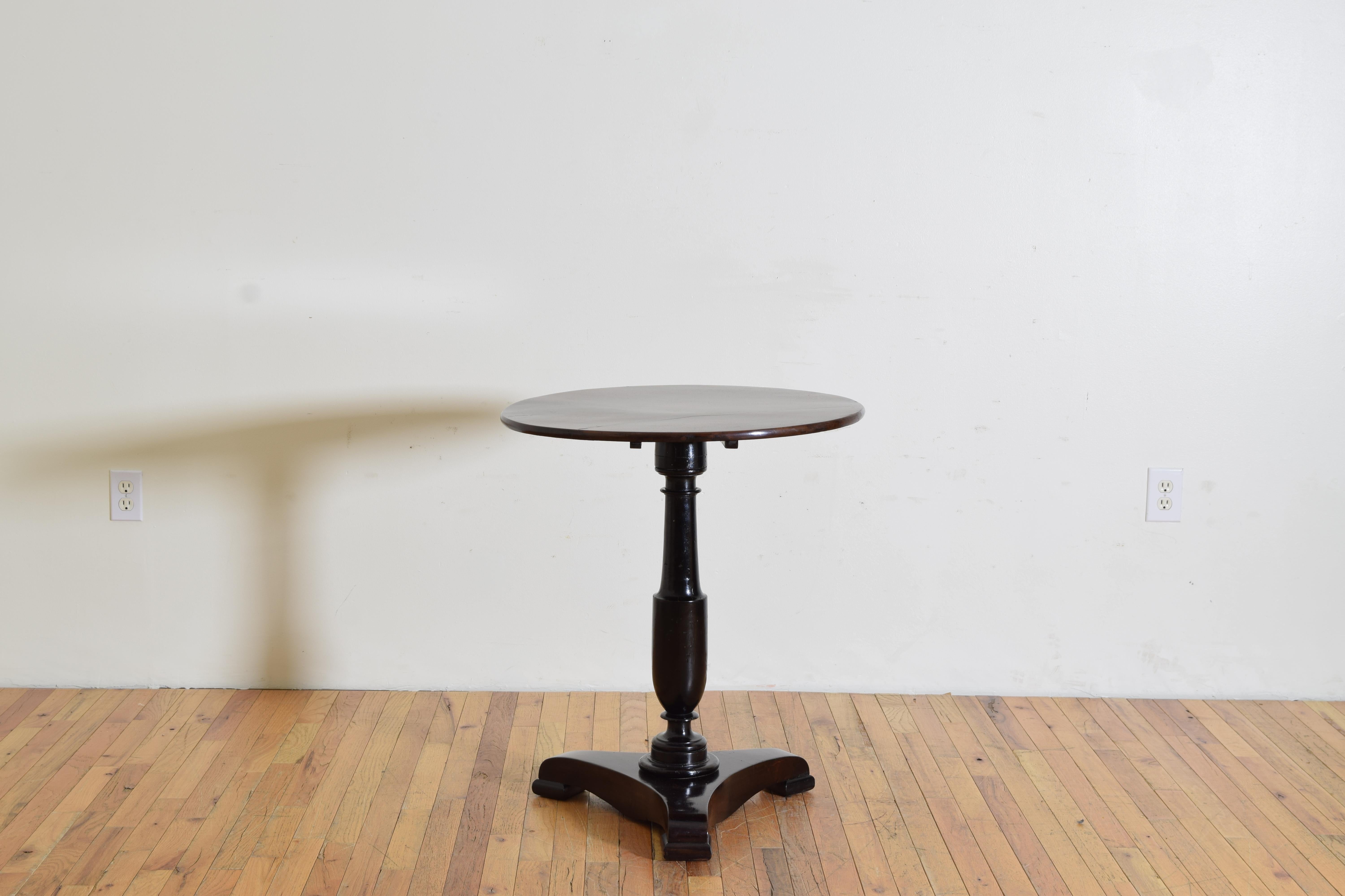 Neoclassical Italian, Tuscan, Neoclassic Walnut & Ebonized Tilt-Top Table, ca. 1835 For Sale