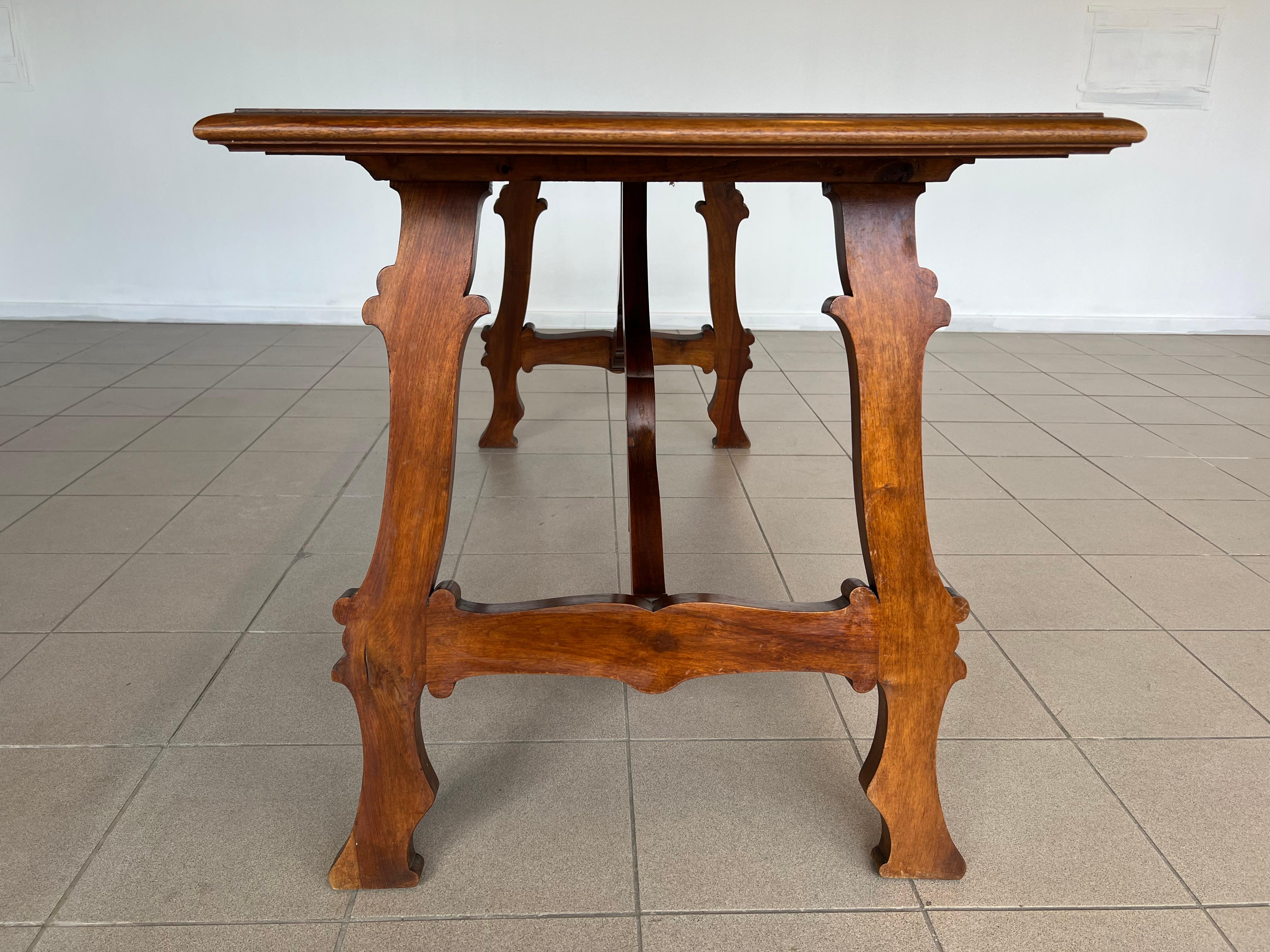 Italian Tuscan Renaissance Refectory Hand Crafted Walnut Dining Table For Sale 6