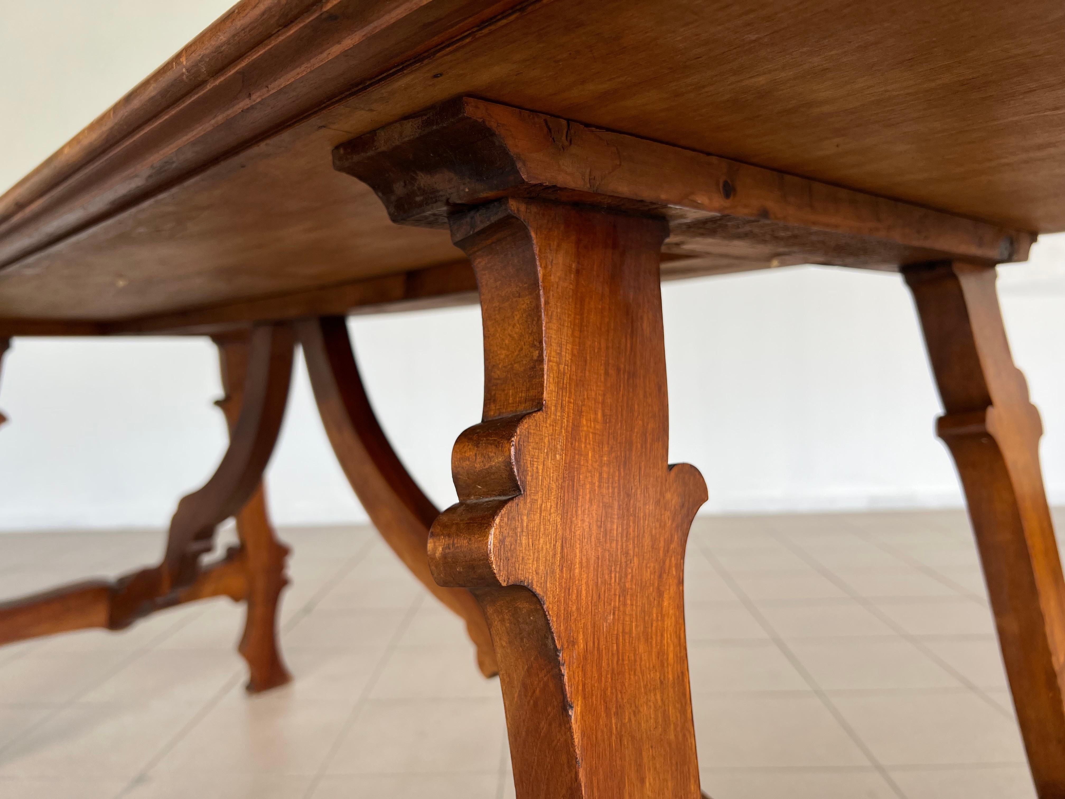 Italian Tuscan Renaissance Refectory Hand Crafted Walnut Dining Table For Sale 9