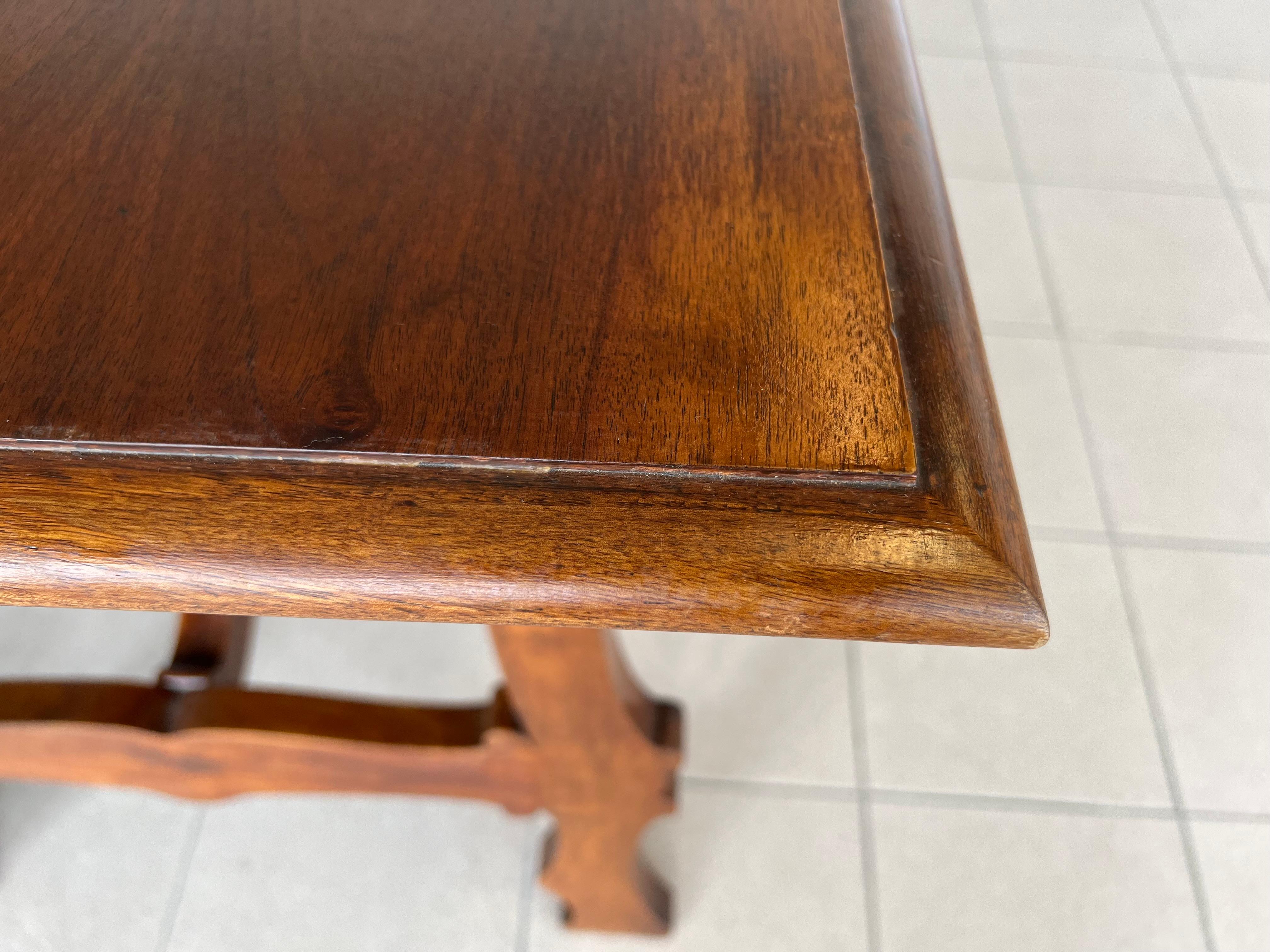 20th Century Italian Tuscan Renaissance Refectory Hand Crafted Walnut Dining Table For Sale