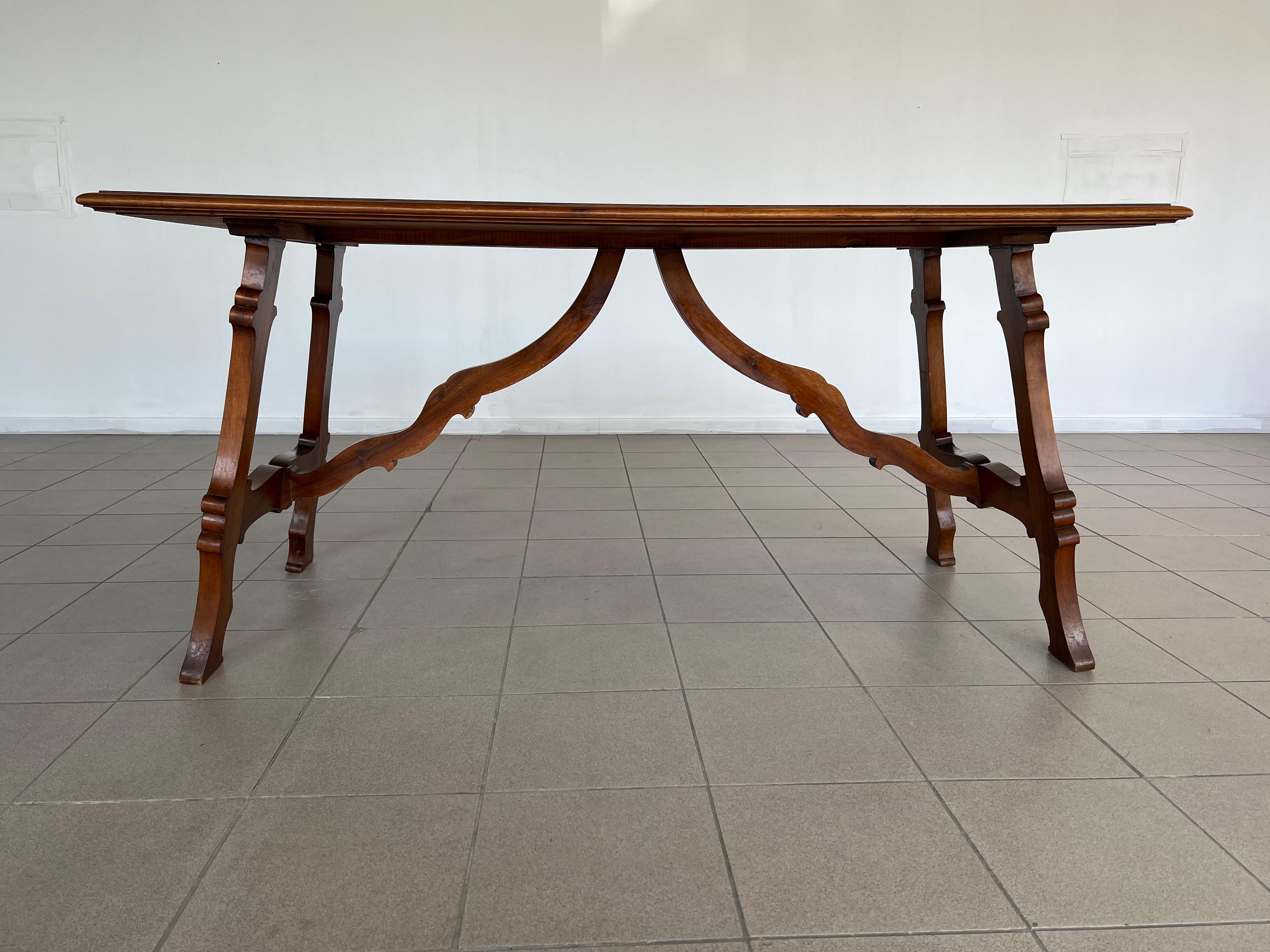 Italian Tuscan Renaissance Refectory Hand Crafted Walnut Dining Table For Sale 1