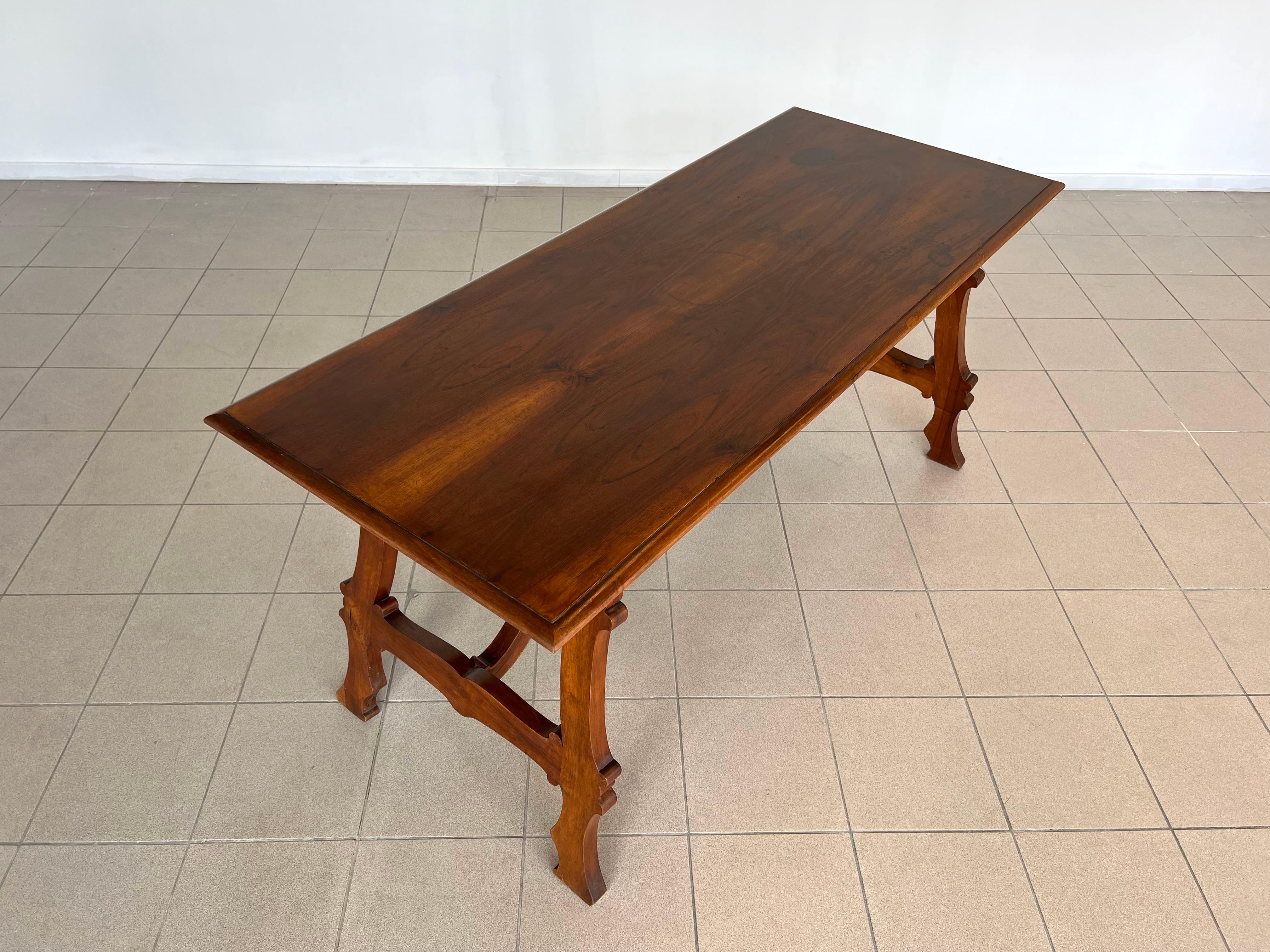 Italian Tuscan Renaissance Refectory Hand Crafted Walnut Dining Table For Sale 3