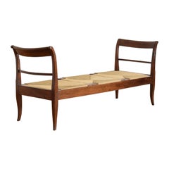 Italian, Tuscan, Shaped Walnut & Rush Seat High Sided Bench, 1st quarter 19thc.