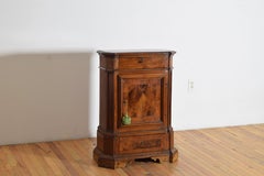 Italian, Tuscan, Walnut & Inlaid 2-Drawer, 1-Door Credenzina, 1stq. 19th cen.