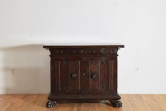 Italian, Bologna, Baroque Period Dark Walnut Three over Two Credenza, mid 18thc.