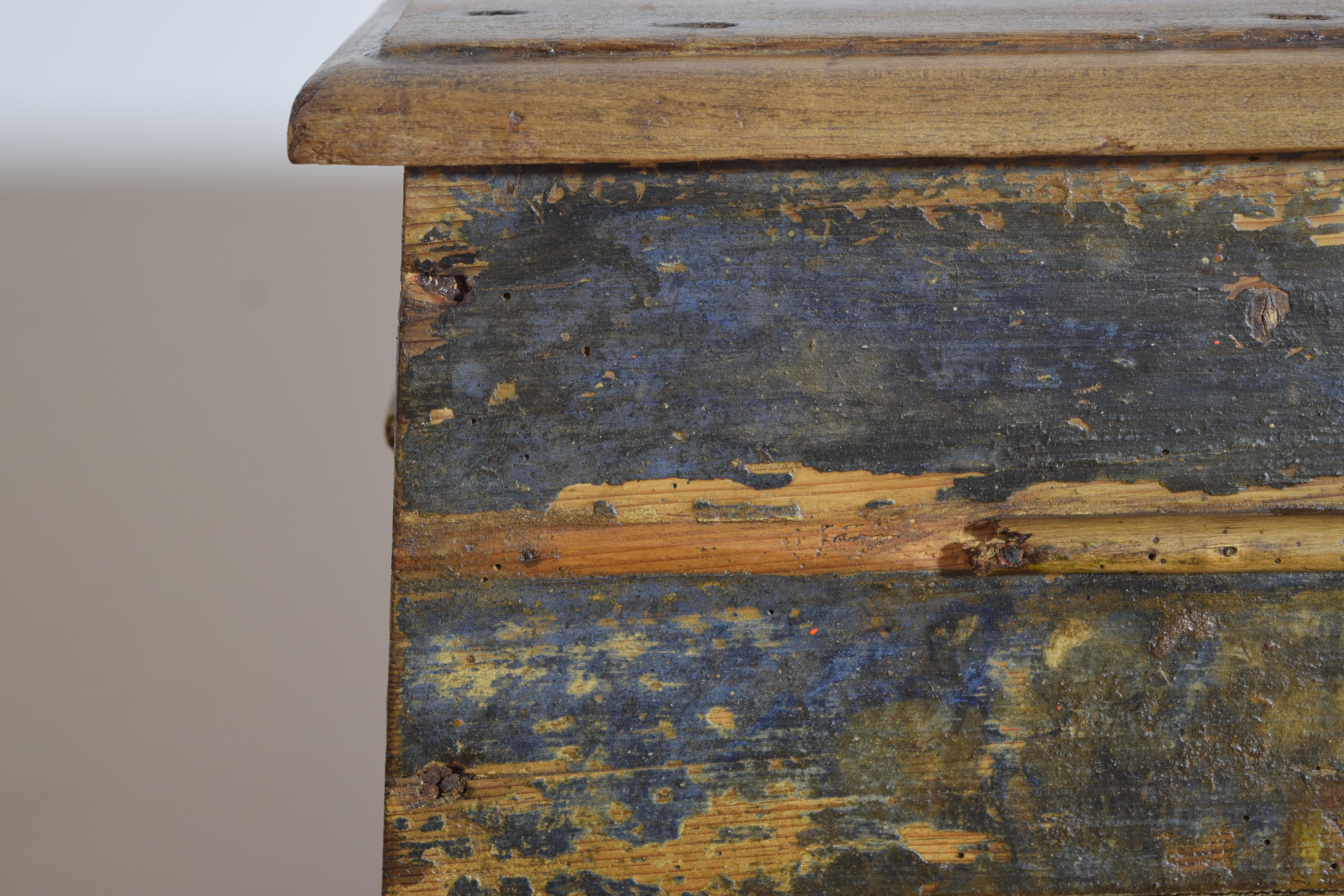 17ème siècle Italie, Toscane, tabouret de travail/table d'appoint peint d'époque baroque, milieu du XVIIe siècle. en vente