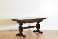 Italian, Tuscany, Baroque Walnut 2-Drawer Writing or Center Table, 17th Century