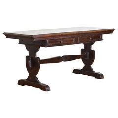 Italian, Tuscany, Baroque Walnut 2-Drawer Writing or Center Table, 17th Century