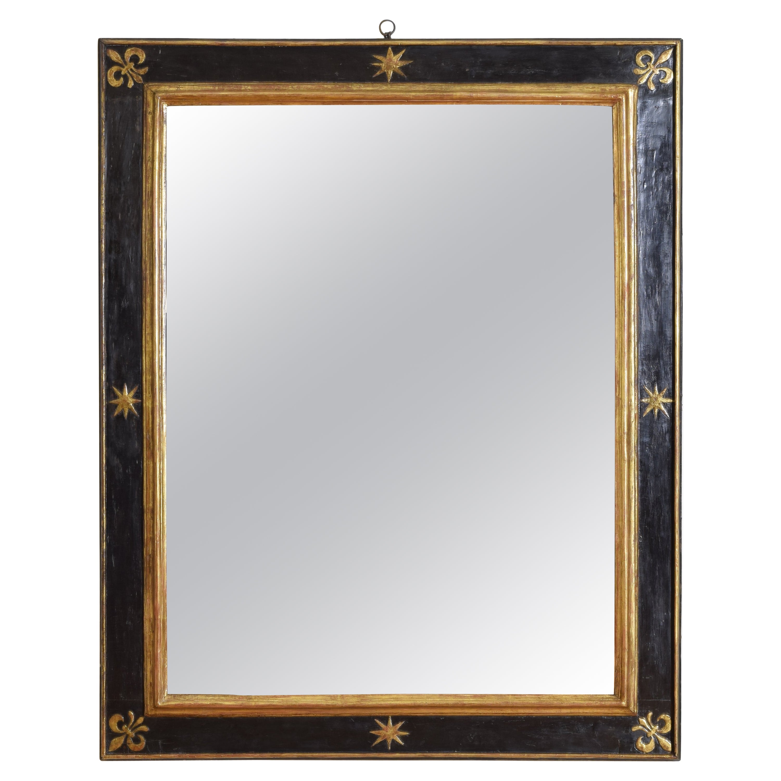 Italie, Toscane, Miroir en bois doré et en étoile ébonisée du baroque tardif, fin du 17e s. en vente
