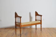 Italian, Tuscany, Late Neoclassical Walnut & Upholstered Bench, ca. 1830