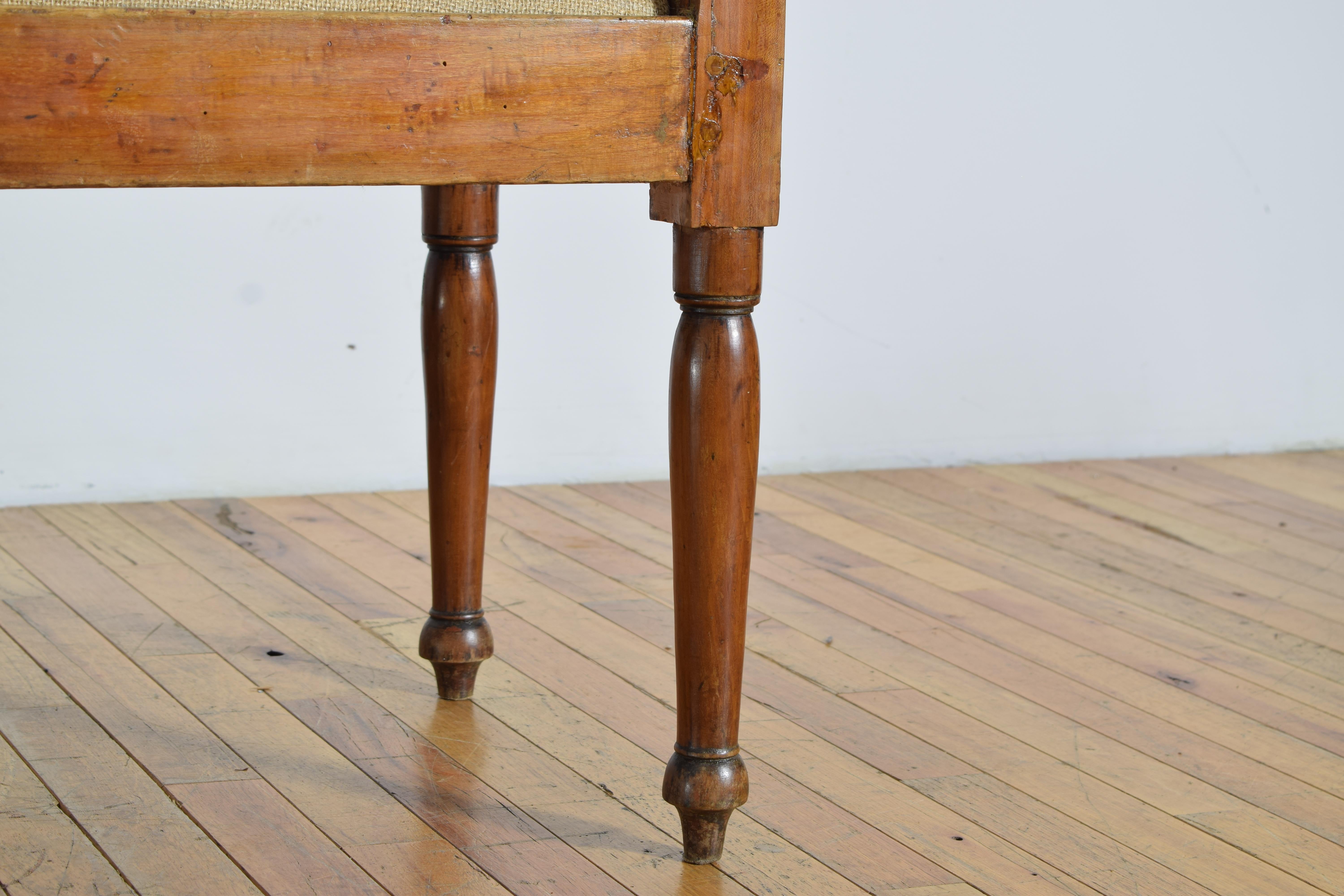 Italian, Tuscany, Late Neoclassical Walnut & Upholstered Bench, ca. 1830 For Sale 5