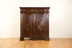 Italian, Tuscany, Late Renaissance Walnut Tall 2-door Credenza/Cabinet, ca. 1600