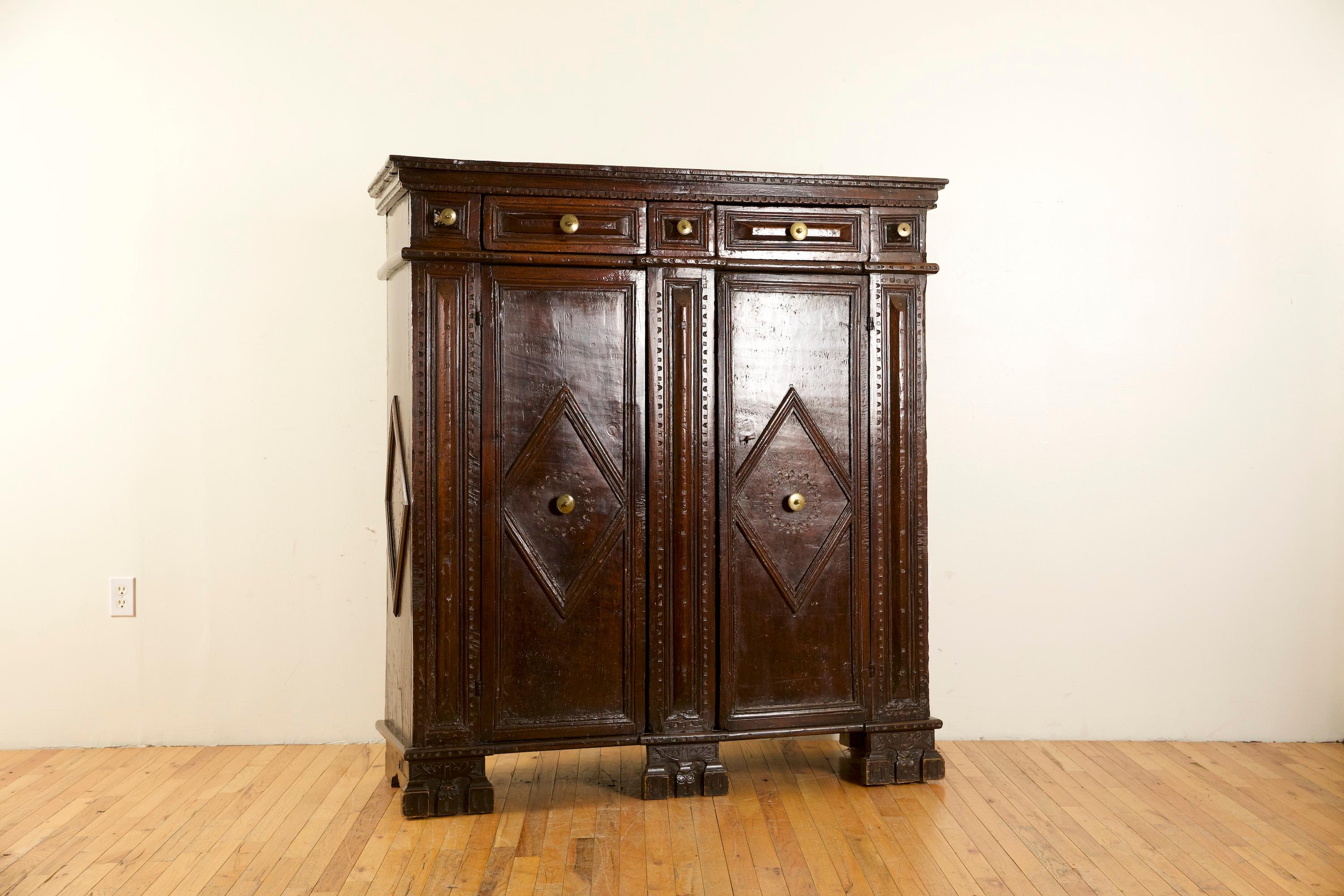 Italian, Tuscany, Late Renaissance Walnut Tall 2-door Credenza/Cabinet ...