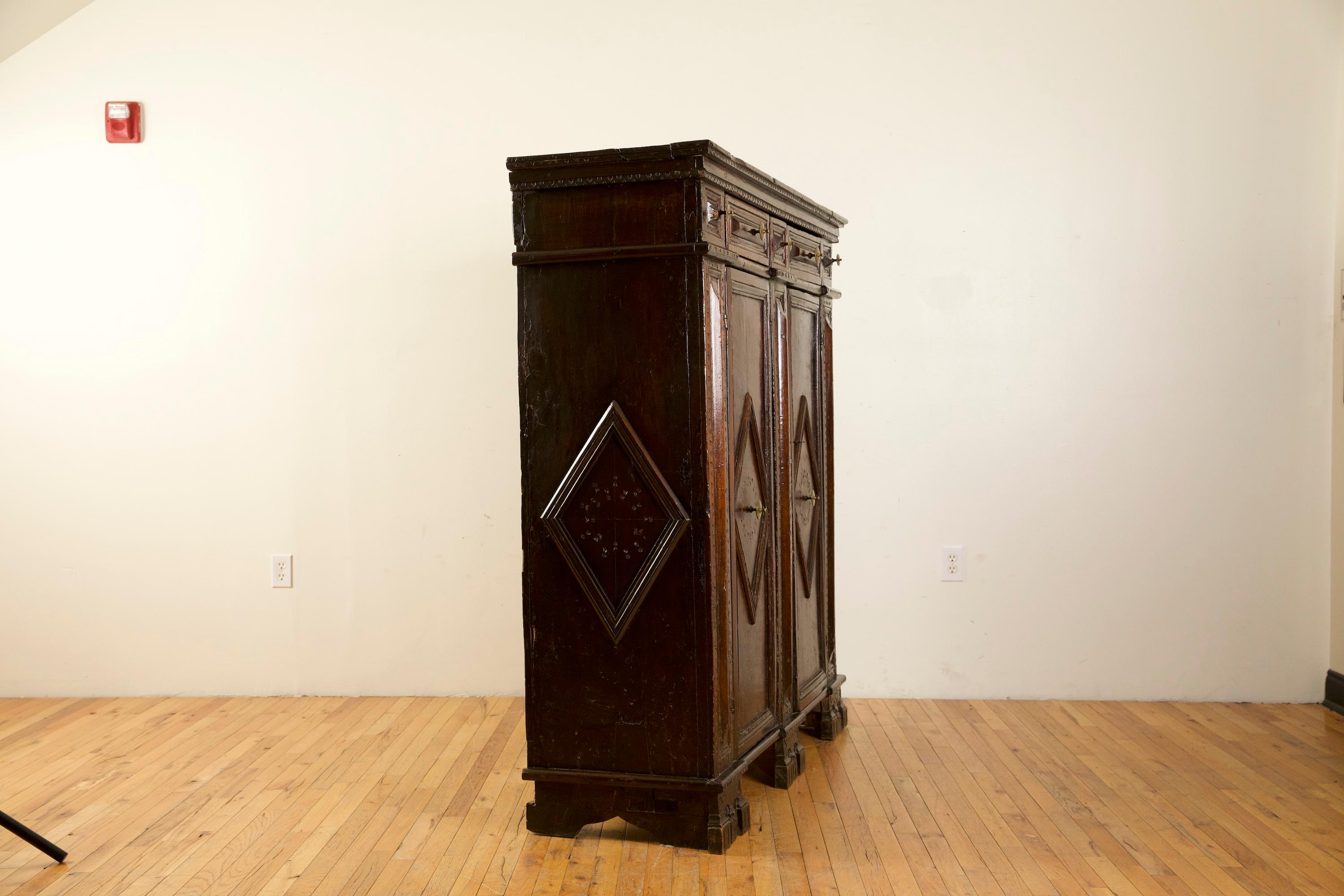 Italian, Tuscany, Late Renaissance Walnut Tall 2-door Credenza/Cabinet ...