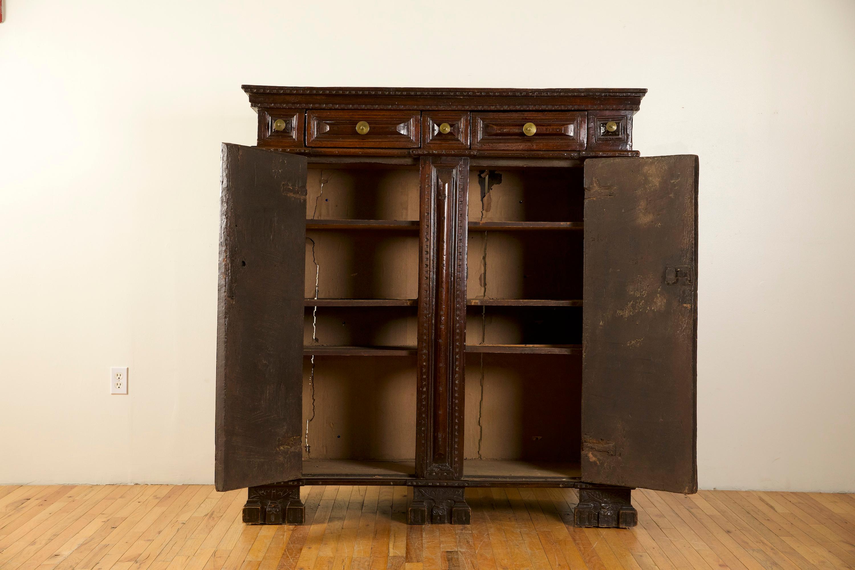 Italian, Tuscany, Late Renaissance Walnut Tall 2-door Credenza/Cabinet ...